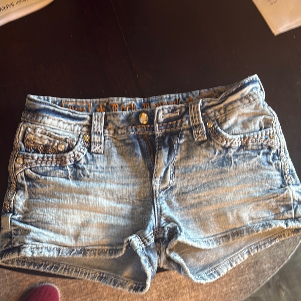 Rock Revival Blue Jean Shorts with Distinctive Stitching - Picture 2 of 2